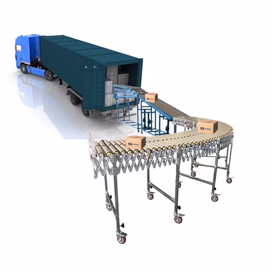 Telescopic Gravity Unloading Roller Conveyor System